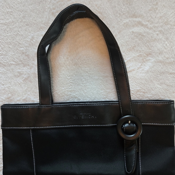 GIVENCHY Parfums Nylon Tote Bag Faux Leather Straps Striped Interior NWOT - Picture 3 of 12